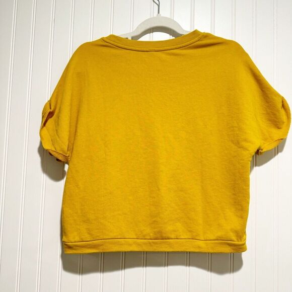 Fabletics Mustard Yellow Cassie Short Sleeve Sweatshirt Size Medium - Picture 5 of 5
